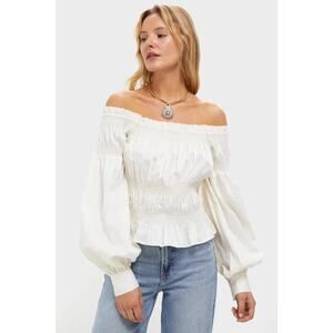 Tuckernuck Vintage White Smocked Adeline Blouse Size - XXXL